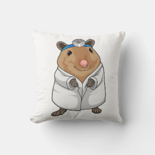 Rat as Doctor with Doctor's coat Throw Pillow
