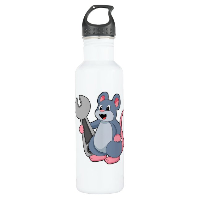 Rat as Mechanic with Wrench 710 Ml Water Bottle (Front)