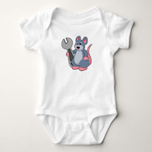 Rat as Mechanic with Wrench Baby Bodysuit