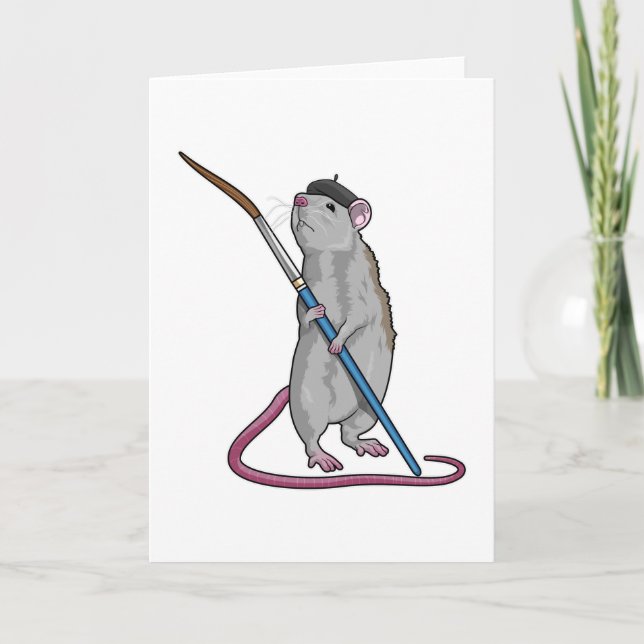 Rat as Painter with Paint brush Card (Front)