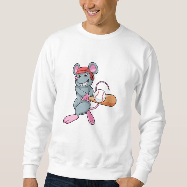 Rat at Baseball with Baseball bat & Helmet Sweatshirt (Front)