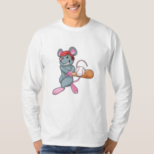 Rat at Baseball with Baseball bat & Helmet T-Shirt