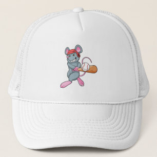 Rat at Baseball with Baseball bat & Helmet Trucker Hat