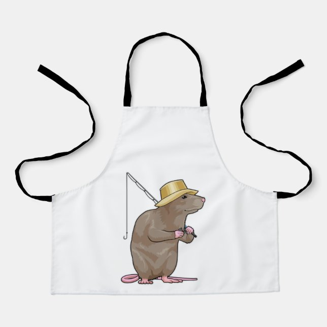 Rat at Fishing with Fishing rod Apron (Front)