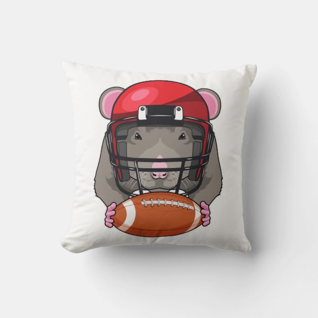 Rat at Football Sports Throw Pillow (Front)