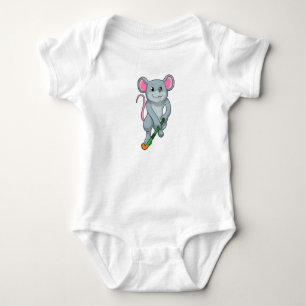 Rat at Hockey with Hockey bat Baby Bodysuit