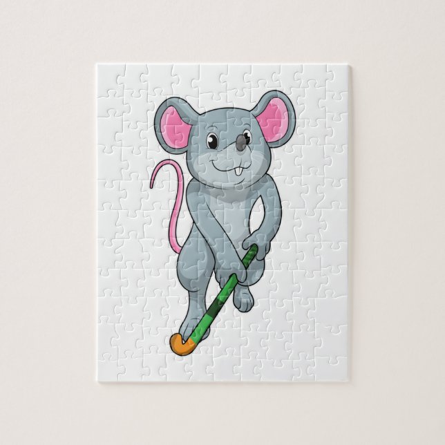 Rat at Hockey with Hockey bat Jigsaw Puzzle (Vertical)