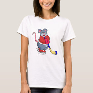 Rat at Ice hockey with Ice hockey stick T-Shirt