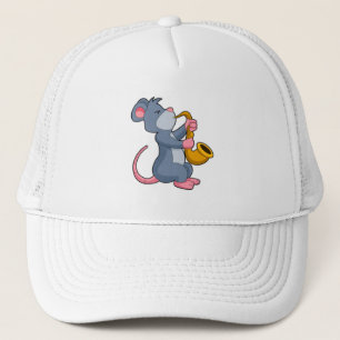 Rat at Music with Saxophone Trucker Hat