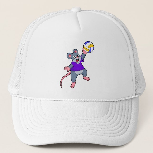 Rat at Volleyball Sports Trucker Hat (Front)