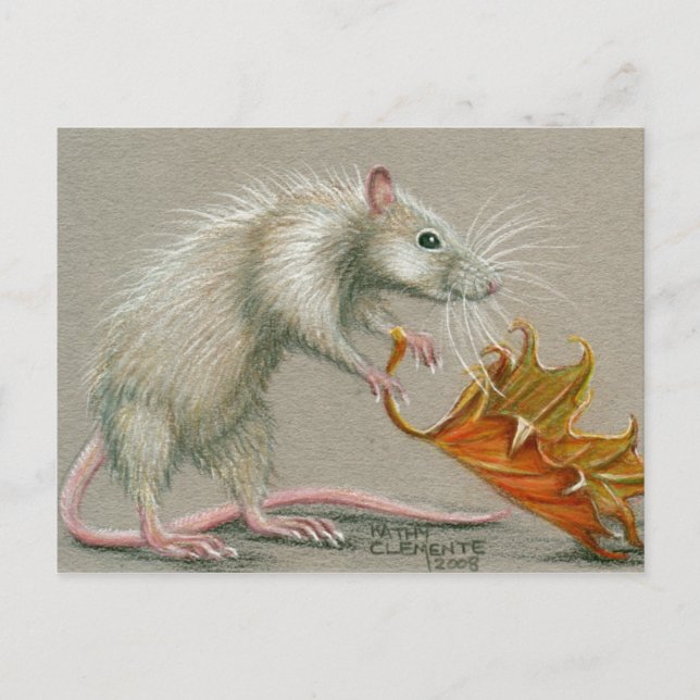 Rat avec carte postale de la chute de feuille (Devant)