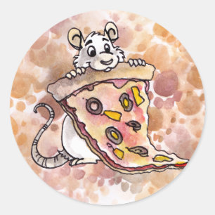 Rat avec des autocollants de pizza