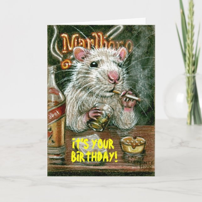 Rat bad habits smoking drinking Card (Front)