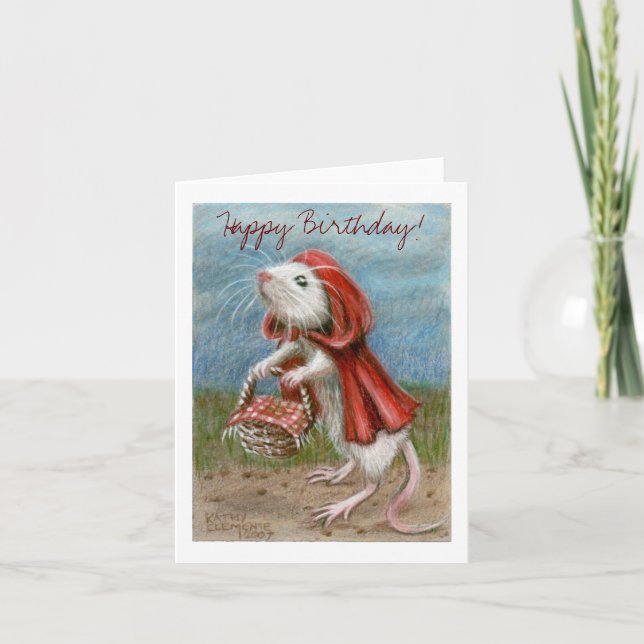 Rat Cape and Basket, Happy Birthday! Note Card (Front)