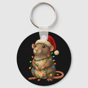 Rat Christmas Pajama Funny Xmas Lights Animals Lov Keychain