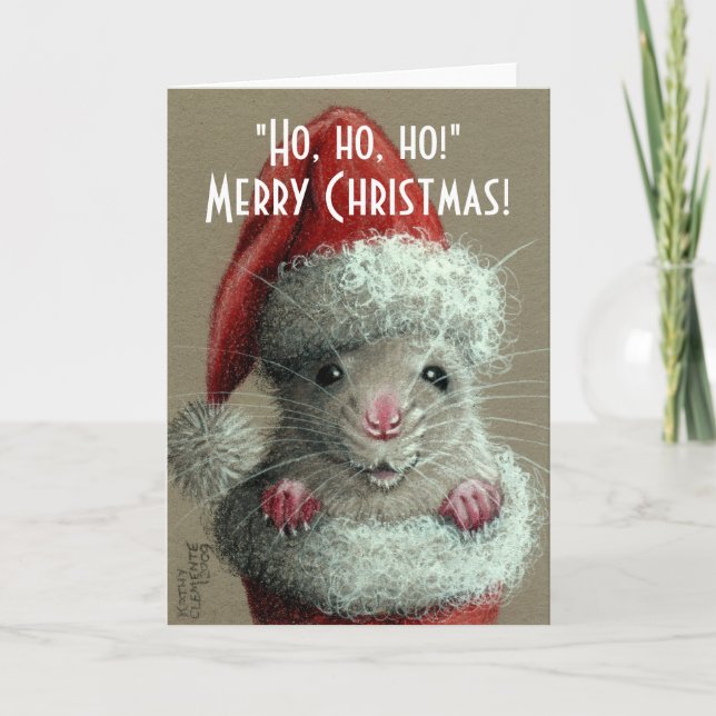 Rat dans la carte de Noël de bas de casquette de (Devant)