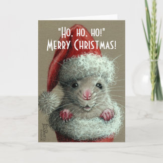 Rat dans la carte de Noël de bas de casquette de