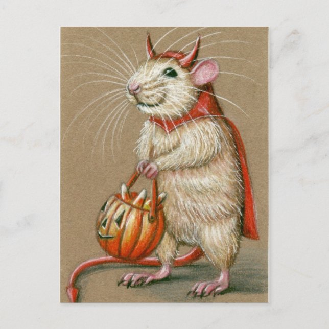 Rat Devil Halloween Postcard (Front)