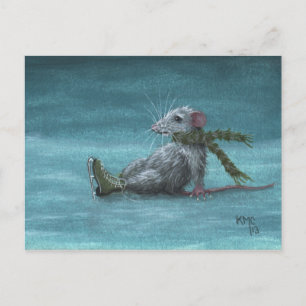 Rat fell while ice skating postcard