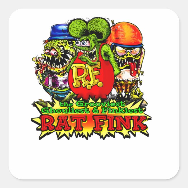 rat fink hot roth square sticker (Front)