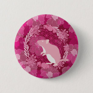 rat,flower of life, rose, mandala,zen,chakra,patte 2 inch round button