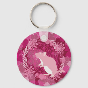 rat,flower of life, rose, mandala,zen,chakra,patte keychain