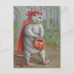 Rat in Devil Costume Halloween carte postale