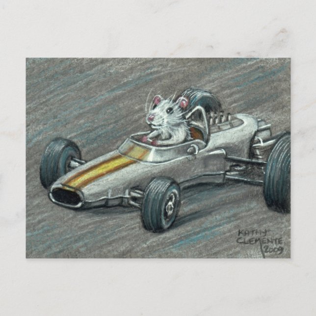 Rat in Race Car Postcard (Front)