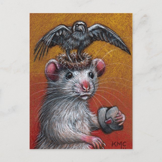 Rat in Raven Hat Postcard (Front)
