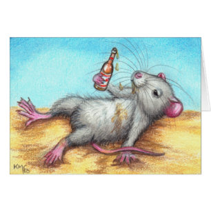 Rat ivre avec la carte de bière