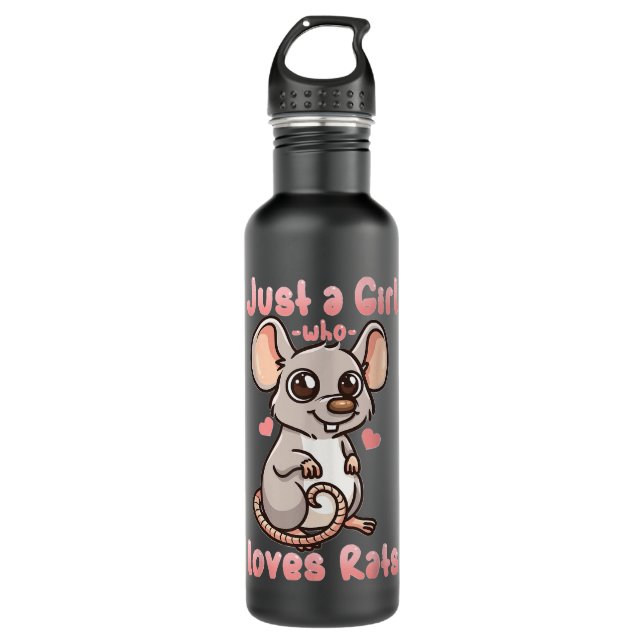 Rat Just a Girl Who Loves Rats Kawaii 710 Ml Water Bottle (Front)