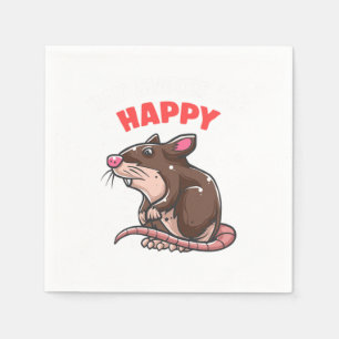 Rat Makes Me Happy Mouse Mice Animal Pet Rodent Gi Napkin