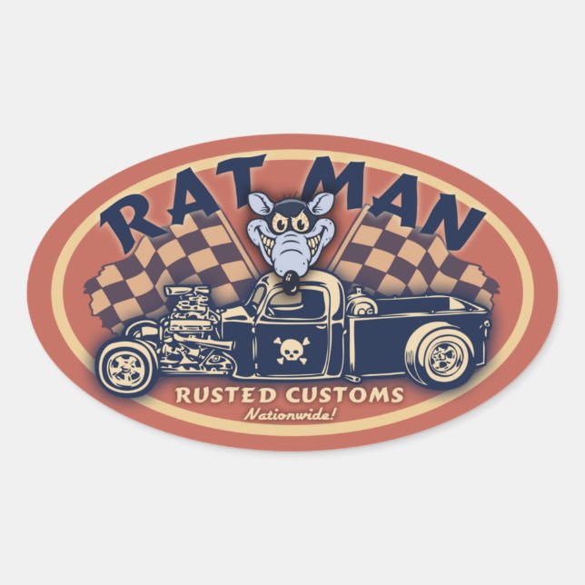 Rat Man II -ov Oval Sticker (Front)
