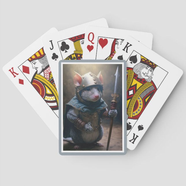 Rat médiéval avec cartes de jeu Spear (dos)