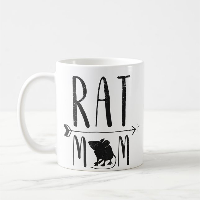 Rat Mom - Funny Retro Pet Mouse Rat or Rodent Gift Coffee Mug (Left)