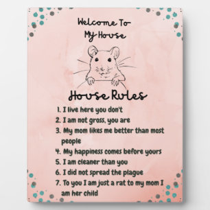 Rat Mom: Pet Rat House Rules Décor Plaque