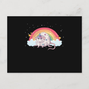 Rat Mouse Unicorn Rainbow Rodent Mice Animal Pet G Postcard