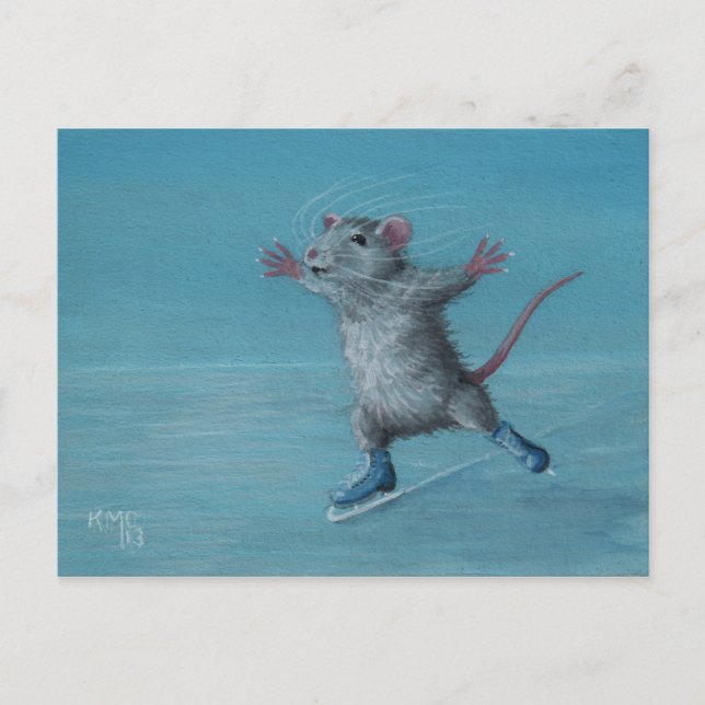 Rat Patinage sur glace Patinage bleu carte postale (Devant)
