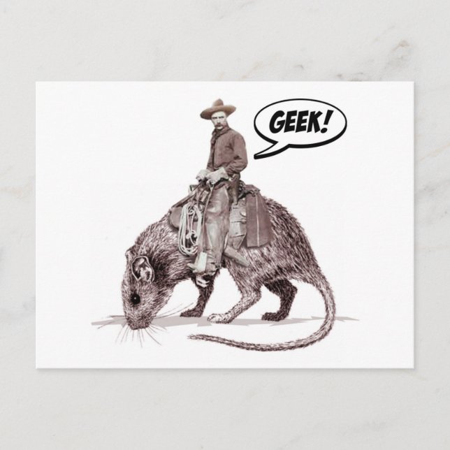 Rat Race Geek Cowboy Postcard (Front)