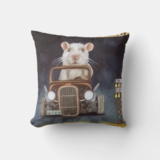 Rat Race Throw Pillow (Front)
