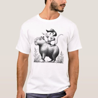 Rat Riding Capybara Vintage Mouse Rodent Western T-Shirt