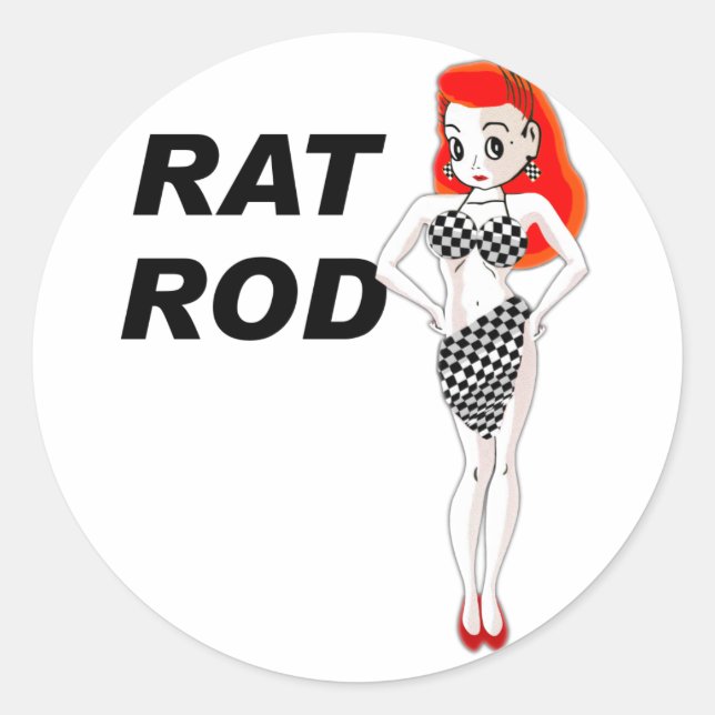 Rat Rod Classic Round Sticker (Front)