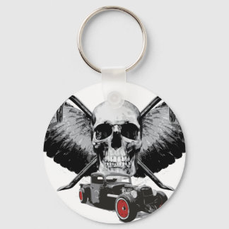 Rat Rod Skull & Crowbars Keychain