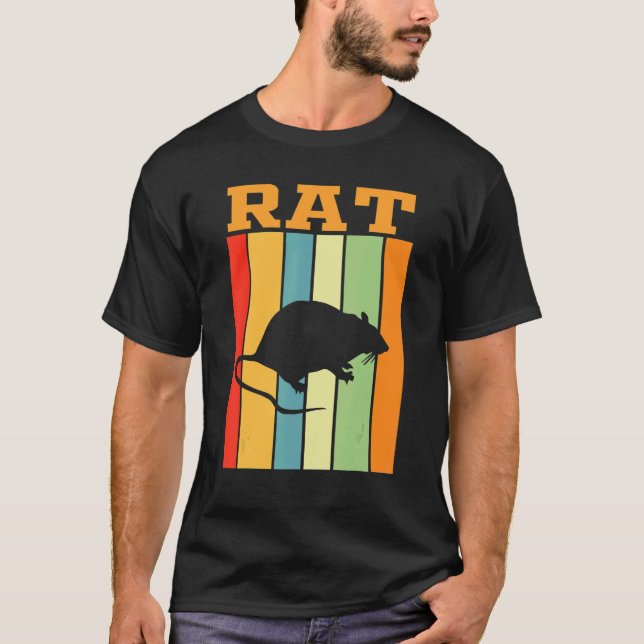 Rat Shadow Silhouette In Retro Colours T-Shirt (Front)