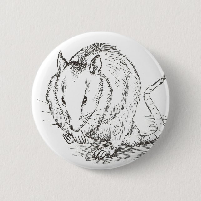 rat sketch 2 inch round button (Front)