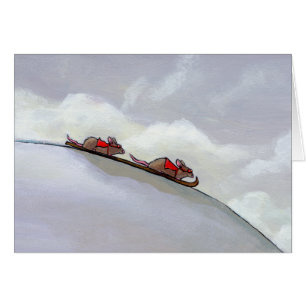 Rat ski team art painting skiing racing rats