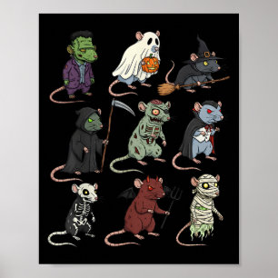 Rat Soky Witch Boo Zombie Rat Halloween Boys &amp; Poster
