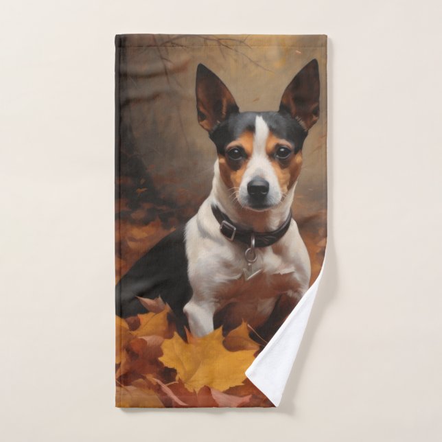 Rat Terrier à l'automne Feuilles automne Inspire (Serviette à main)