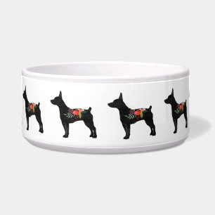 Rat Terrier CC Dog Boho Floral Silhouette
