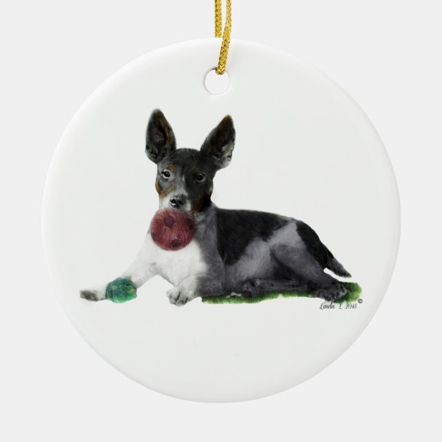 Rat Terrier Ceramic Ornament (Front)